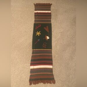 Vintage 1990 The Eagles Eye 100% Cotton Knit Scarf 60” Fringe Arrow Teepee Sun
